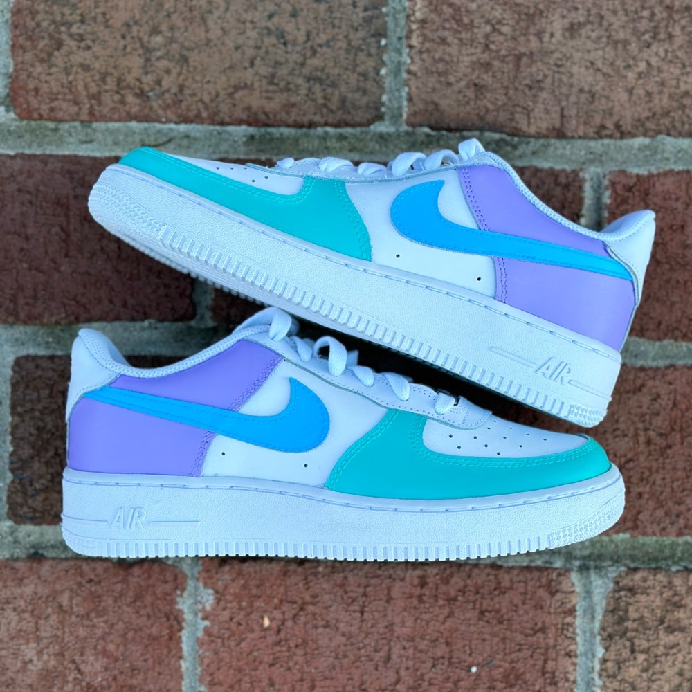 Nike Air Force 1 Custom Low Mermaid Green Blue Purple Shoes Women's Size 8